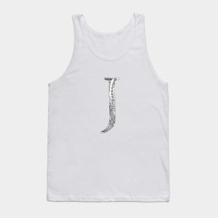 Henna Alphabet J / Henna Letter J - Black Henna Line Art Tank Top